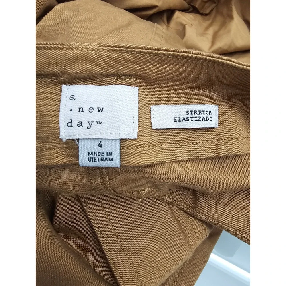 A New Day Womens Wide Leg Cargo Pants Brown Cotton Blend Casual Size 4